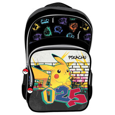 Mochila Escolar Adap. 42cm 2C Pokémon PIKACHU Preta | Ref. 248.POK23-1617