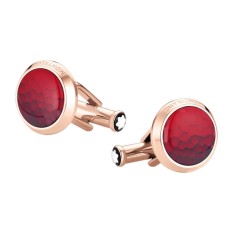 Botões de Punho Montblanc Steel with Red Inlay | Ref. 238.126472