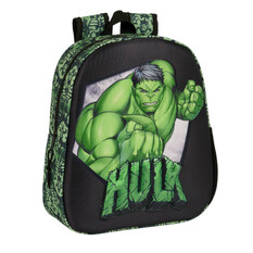 Mochila Infantil 33cm HULK 3D Verde, Cor: Hulk