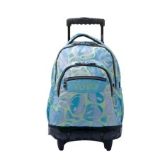 Mochila Escolar com Rodas Happy Flow Renglones TOTTO 2AU Azul Turquesa | Ref. 330.MA03ECO00622AU