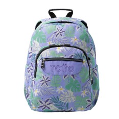 Mochila Escolar para Portátil 14” Leaves Acuarela TOTTO 4QC Roxa | Ref. 330.MA04ECO00124QC