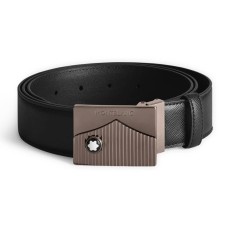 Cinto de Couro Saffiano MONTBLANC Fivela Retangular 35mm Preto | Ref. 238.199090