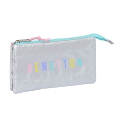 Estojo Escolar Triplo Compartimento BENETTON Silver Prateado | Ref. 248.812353744