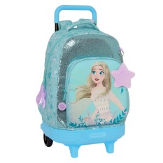 Mochila Grande c/ Rodas Compacta 45cm FROZEN Hello Spring Azul Turquesa | Ref. 248.612373918