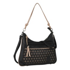 Bolsa de Ombro c/ Tiracolo SKPAT Crosses Preto/Taupé | Ref. 237.32507001