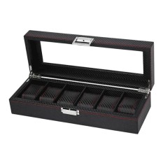 Caixa Protectora para 6 Relógios Retangular c/ Janela Preto/Vermelho | Ref. 338.6RPV