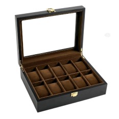 Caixa Protectora para 10 Relógios Retangular Preto Baço | Ref. 338.10PMB