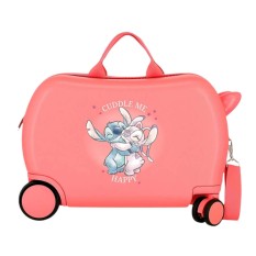 Mala de Viagem Infantil ABS 4R Easyjet STITCH Cuddle Me Coral, Tamanho: Mala Infantil 45cm, Cor: Coral