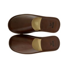 Chinelos de Quarto em Pele N.º 47 JOSEPH LOUIS 9024 Castanho | Ref. 324.9024C47