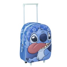 Mochila Infantil 31cm c/ Rodas STITCH 3D 2100005120 Azul | Ref. 299.2100005120