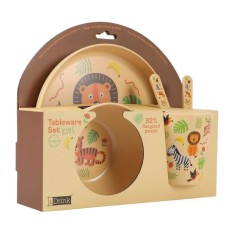 Conjunto Prato, Copo, Taça e Talheres I-DRINK Animais Castanho | Ref. 343.ID5301D