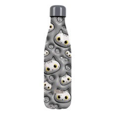 Garrafa Térmica 500ml I-DRINK White Cat 3D Cinza | Ref. 343.ID0453