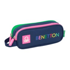 Estojo Escolar Duplo BENETTON Damero Azul Marinho | Ref. 248.812550513