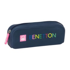 Estojo Escolar Quadrado Silicone BENETTON Damero Azul Marinho | Ref. 248.812550886