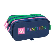 Estojo Escolar Triplo Big BENETTON Damero Azul Marinho | Ref. 248.812550710