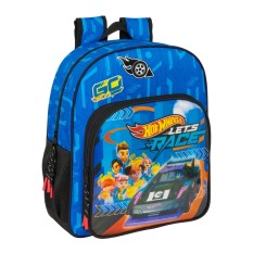 Mochila Escolar Júnior Adap. 38Cm HOT WHEELS Let's Race Azul | Ref. 248.612538640
