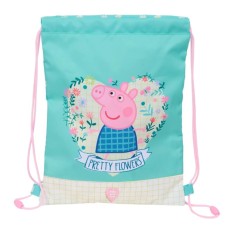 Saco Mochila Júnior 34Cm PEPPA PIG Pretty Flowers Turquesa | Ref. 248.612390855