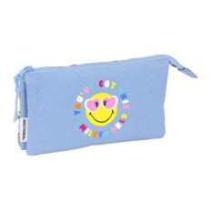 Estojo Escolar Triplo Reciclado SMILEY WORLD Joyful Azul | Ref. 248.842532744