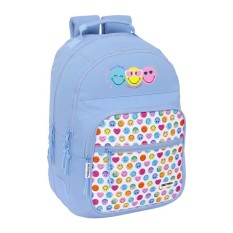 Mochila Escolar Adap. 42Cm 2C Rec. SMILEY WORLD Joyful Azul | Ref. 248.612481773