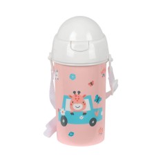 Garrafa 500ml Abertura Aut. c/ Palhinha SAFTA “Jirafa" Rosa | Ref. 248.342492899