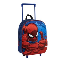 Mochila Infantil 31cm c/ Rodas SPIDERMN 3D Azul Escuro | Ref. 299.2100006181