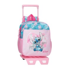 Mochila Pré-Escolar Adap. 25Cm c/ Carro STITCH Heart Rosa | Ref. 186.49820T2