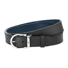 Cinto MONTBLANC Fivela Ferradura Reversível 35mm Preto/Azul | Ref. 238.128784