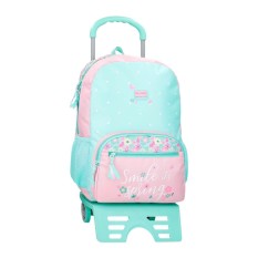 Mochila Adap. 42Cm c/ Carro ROLL ROAD Spring Dream Turquesa | Ref. 186.40924T3