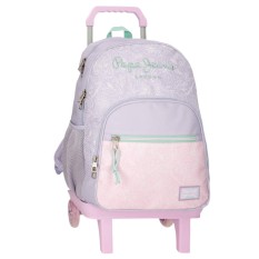 Mochila Escolar Adap. 44cm 2C c/ Carro PEPE JEANS Renata Lilás | Ref. 186.69725T1