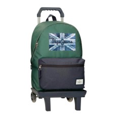 Mochila Escolar Adap. 44Cm c/ Carro PEPE JEANS Jebb Verde | Ref. 186.69823T1
