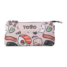Estojo Escolar Triplo TOTTO Tablero 1KD Rosa Claro | Ref. 330.AC52ECO01216Z1KD