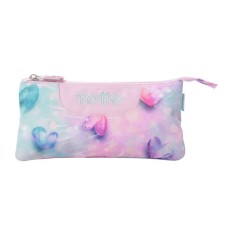 Estojo Escolar Triplo TOTTO Tablero Glitter 1KB Rosa | Ref. 330.AC52ECO01211Z1KB