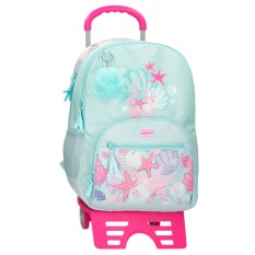 Mochila Adap 44cm 2C c/ Carro MOVOM I Love Sea Life Turquesa | Ref. 186.30526T1