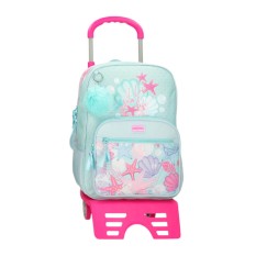 Mochila Escolar Adap 38cm c/ Carro MOVOM I Love Sea Life Turquesa | Ref. 186.30523T1