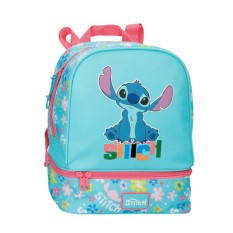 Mochila Pequena 28cm c/ Porta Merendas STITCH Aloha Azul | Ref. 186.4952742