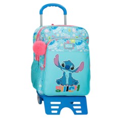 Mochila Escolar Adap. 40cm 2C c/ Carro STITCH Aloha Azul | Ref. 186.49524T2