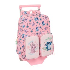 Mochila Infantil c/ Bolsos Adap. 34Cm c/ Carro STITCH Beach Rosa | Ref. 248.612513020