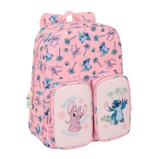 Mochila Infantil c/ Bolsos Adap. 34Cm STITCH Beach Rosa | Ref. 248.612513185