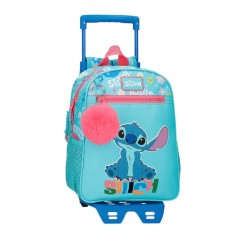 Mochila Pré-Escolar Adap. 28cm c/ Carro STITCH Aloha Azul | Ref. 186.49521T2