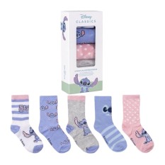 Pack 5 Pares de Meias Estampadas STITCH - Nº 35/38 Azul/Rosa | Ref. 299.2900001548L