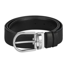 Cinto MONTBLANC Saffiano Fivela Ferradura Reversível 35mm Preto | Ref. 238.198448