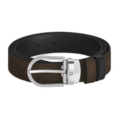 Cinto MONTBLANC Camurça Ferradura Reversível 30mm Castanho/Preto | Ref. 238.220977