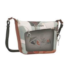 ANEKKE Mala de Tiracolo c/ Bolso Frontal Auralis Bege/Castanho | Ref. 280.42813-553