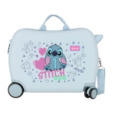 Mala Infantil ABS 50cm 4R STITCH Hearts Azul Claro | Ref. 186.3299841