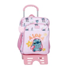 Mochila Adap. 40Cm 2C c/ Carro STITCH You & Me Malva, Modelo: Mochila 40cm 2C + Carro, Cor: Malva