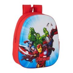 Mochila Escolar Infantil 3D Adaptável 33cm AVENGERS Vermelha | Ref. 248.642160890