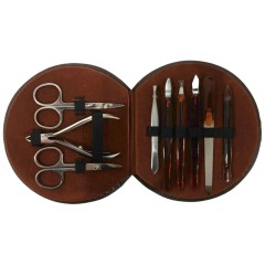 Estojo Redondo de Manicura Castanho | Ref. 86.125