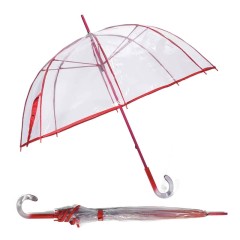 Guarda-Chuva de Senhora Benzi Manual 8V Transparente c/ Vermelho | Ref. 288.PA60V
