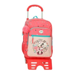 Mochila Escolar Adap. 38Cm c/ Carro Minnie LOVIN LIFE Coral | Ref. 186.47223T1