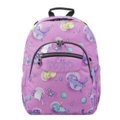 Mochila Escolar Gatos Astronautas 44Cm Acuarela Totto 9I9 Rosa | Ref. 330.MA04ECO00109I9